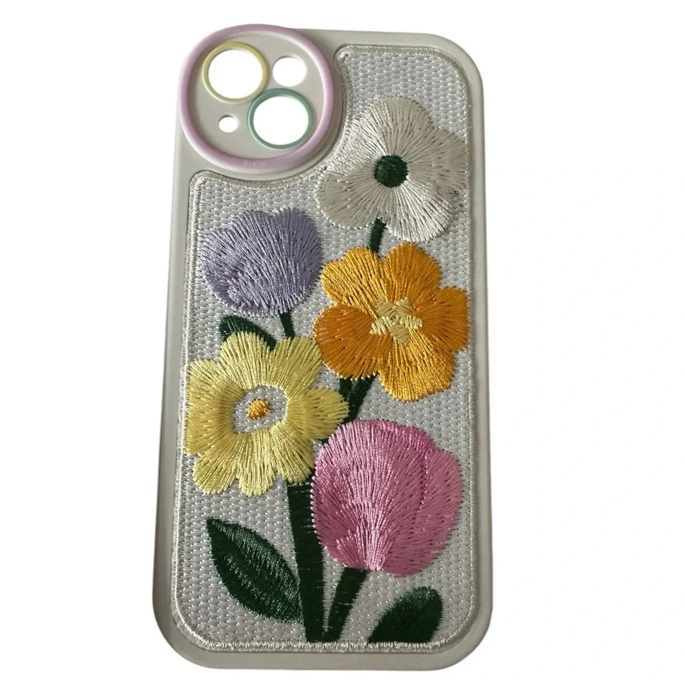 pro max Mobile cell phone case embroidery flower new in case never used
